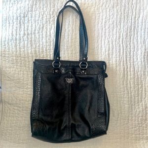 Wendy Williams large black leather tote/work bag